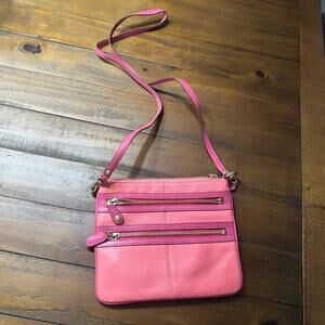 Coach Women's 42548 Bonnie Leather Zipper Crossbody Bag Coral Fuchsia Pink